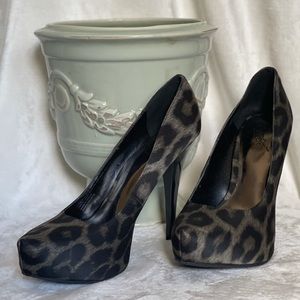 Carlos Santana cheetah print platform heels